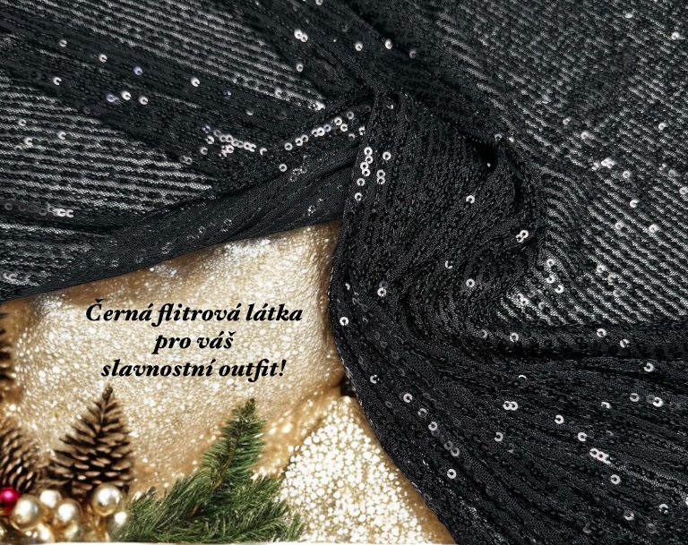 černá flitrová látka